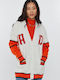 Women's Knitted Cardigan with Buttons Orange