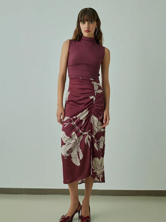 BSB Satin Midi Skirt Bordeaux