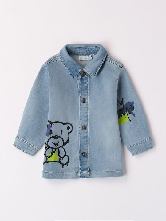 Kinder Hemd Langarm Denim Rot
