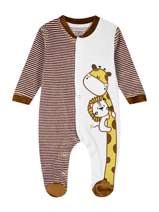 Energiers Giraffe Bodysuit Бебешко Боди Дълъг ръкав Велур Mocha
