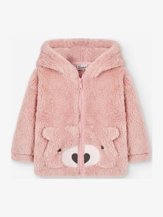 Παιδική Ζακέτα Fleece με Κουκούλα Ροζ