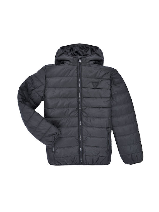 Guess Kids Quilted Jacket with Hood Black