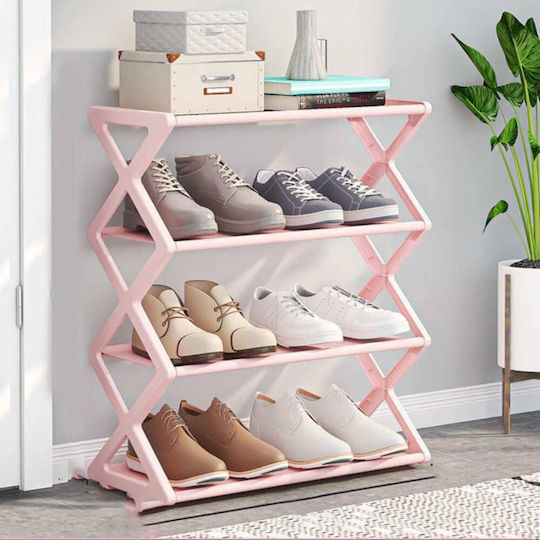 Plastic Shoe Organizer Pink 42x18.5x49.5cm