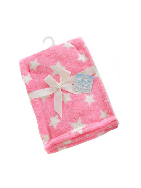 Soft Touch Pătură Pepinieră Swaddling pături Star Fleece Roz Pink 75x100cm