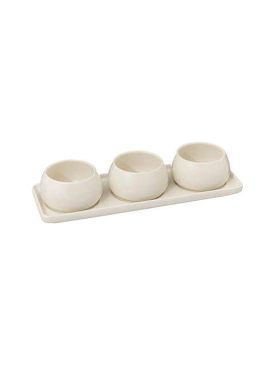 Atmosphera Nora Keramik Dessert Turm Ständer & Tabletts 3 Schlitze mit Basis Weiße Ø9.5xY5cm 4 Stück