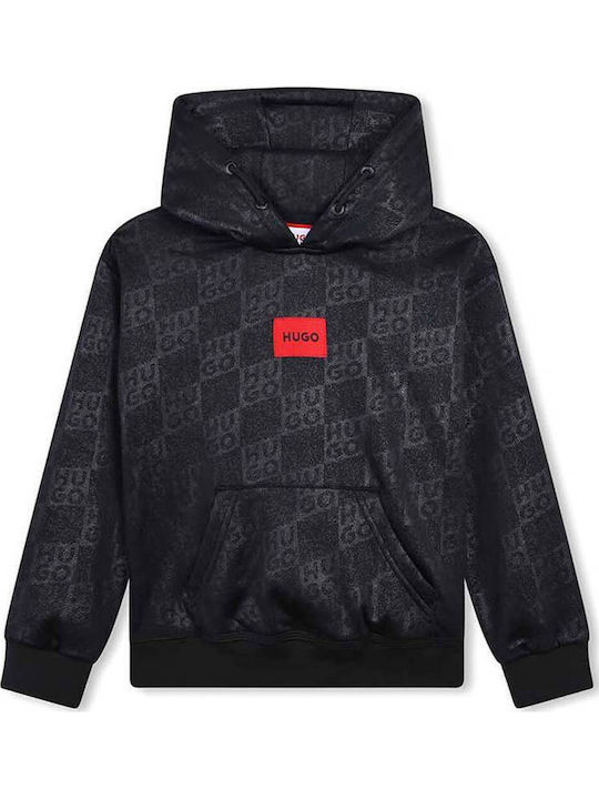 Boss Kids Sweatshirt with Hood and Pockets Black