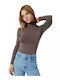 Fimelle Women's Long Sleeve Turtleneck T-Shirt Cocoa