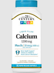 21st Century Калций 1200mg + D3 Течен Калций + Витамин D3 90 Софтгел капсули