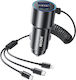 Încărcător auto Wk 33w 2x Usb cu cablu 3-în-1 negru