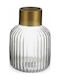 Decorative Gift Vase Striped Gold Transparent Glass 14.5 X 22 X 14.5 Cm 12567749 8430852817105