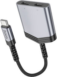 Hoco Aux 2in1 USB-C male σε USB-C female