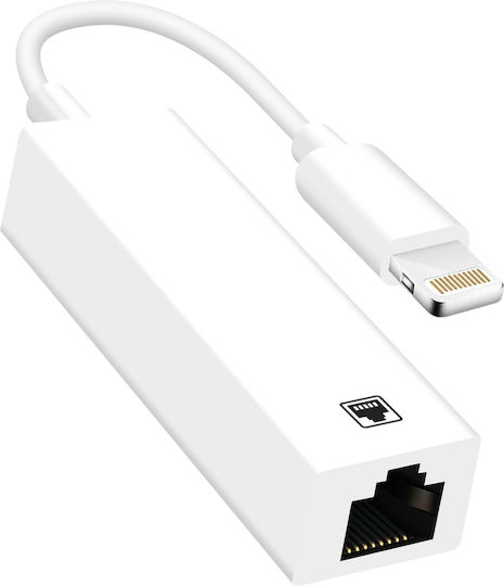Ethernet Rj45 Adapter To Lightning Iphone Ipad 100 Mbps Speed White