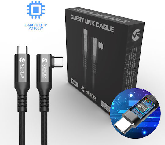 Καλώδιο Vortexvr 5m 10 Gbps Pd100w Fast Charging Usb-c Προς Meta Quest Link Oculus Link