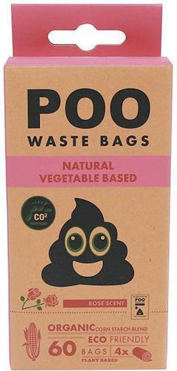 Торбички за кучешки изпражнения Poo Bio 60 бр. - аромат на роза