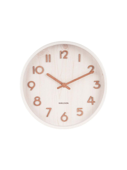 Karlsson Pure Silent Wall Clock Wooden White Ø22cm