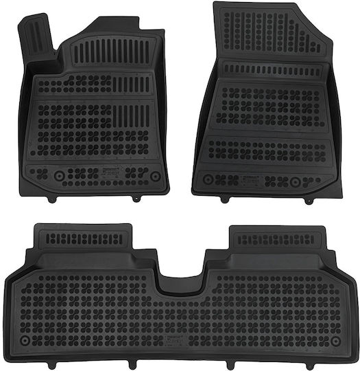 Rezaw Plast Set of Front and Rear Mats 3pcs Tray Type for Kia Niro 2022+ Black