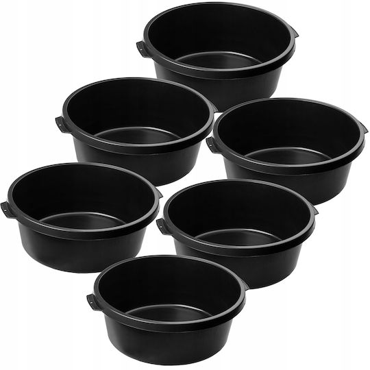 Kadax Basin Round Capacity 14lt Black 6pcs