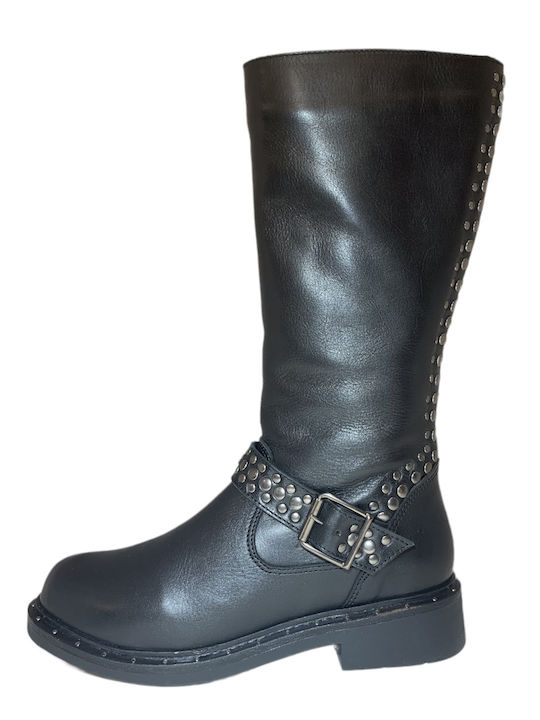 Cumbia Leder Damenstiefel Schwarz