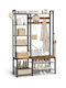 Vasagle Hall Tree Bench Shoe Storage Hallway Coat Rack Shoe Bench 5 Storage Shelves 9 Coat Hooks 6 Side Hooks 140 X 120 X 190 Cm Vintage Brown Ink Black Hsr426b01