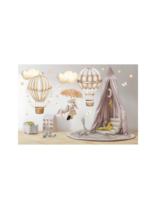 Kinder Wandsticker Hase Wolken Ballons Beige 120x240
