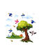 Set Decorativ Perete Copaci Păsări Colorate pentru Copii 100x200