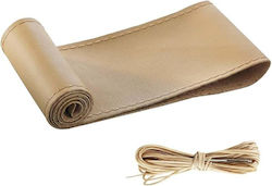 Auto-Lenkradabdeckung Leder Beige mit Schwarzer Naht