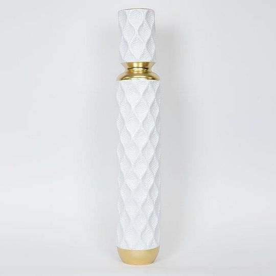 Floor Vase Metallic White Diameter 14.5xHeight 79.5cm