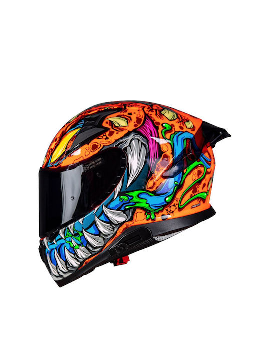 Pilot Snake SV Reptile-X Fluo Orange Cască de motocicletă Față întreagă ECE 22.06 1500gr cu vizor solar