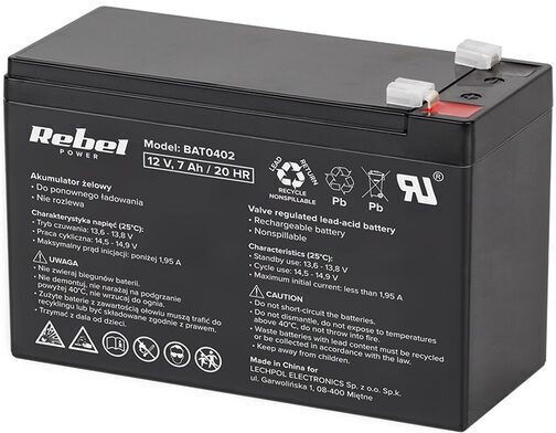 Rebel 12v Gel Lead Acid Battery 7ah Maintenance-free 151x65x94 Mm