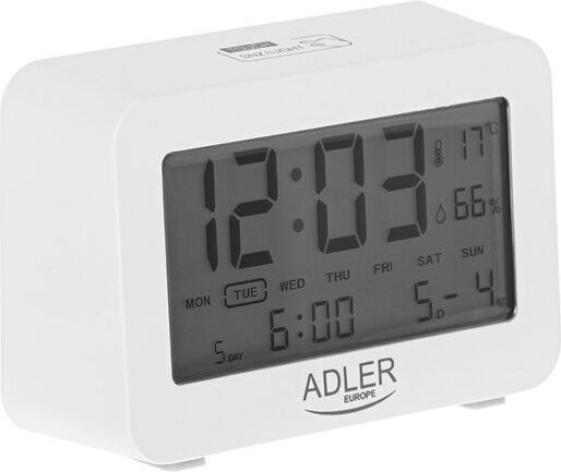Adler Επιτραπέζιο Ψηφιακό Ρολόι με Ξυπνητήρι Λευκό LCH-AD1196W