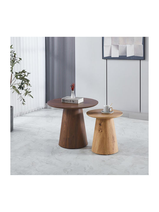 Round Side Coffee Table Tango Wooden Brown W60xL60xH48cm