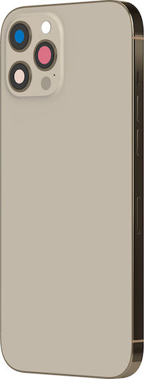 Clappio Frame + Battery Cover Iphone 12 Pro Gold Rear Window Beige