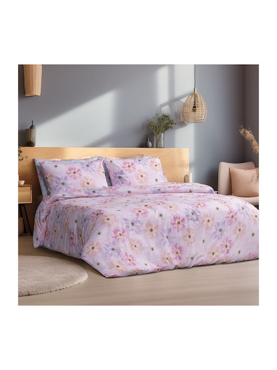 Lino Home Duvet Cover Set Cotton Single with Pillowcase 160x240 Blume Lilac