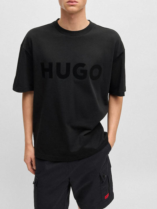 Tシャツ・カットソー HUGO Men T-shirt Black 50537576 001 HUGO - Stretch-cotton pajama T-shirt with color-blocking - Black