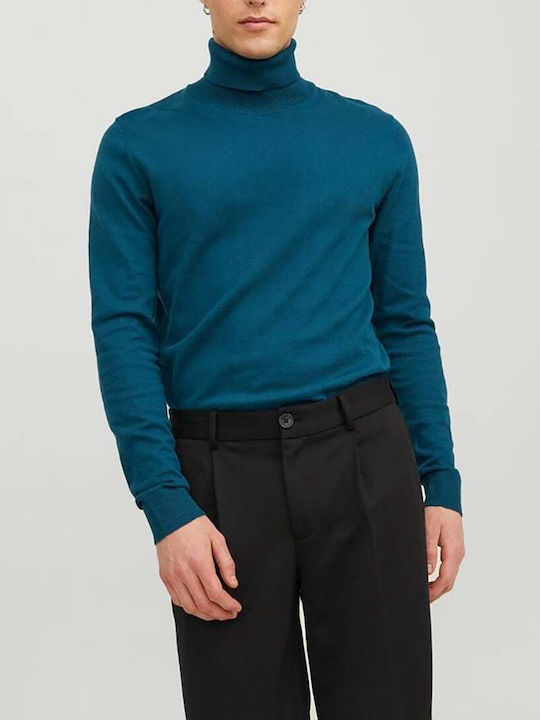 Jack & Jones Men's Long Sleeve Blouse Turtleneck Petrol, Sailor Blue