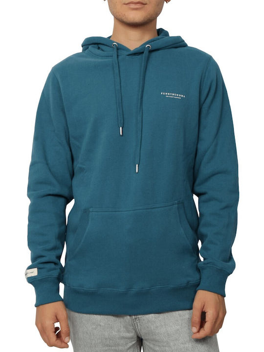 Funky Buddha Sweatshirt with Hood Blue