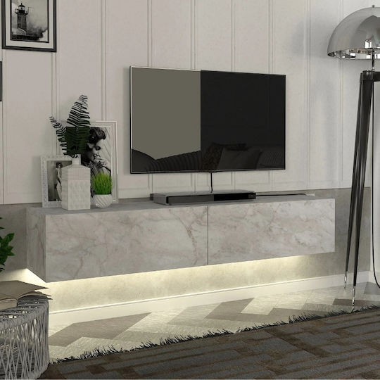 Aristo Стенен с LED Осветление Бял Мраморен Ефект 135x31.6x25 cm