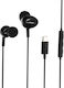 Wired Usb-c Headphones Quality Stereo Sound Remote Control Microphone Black