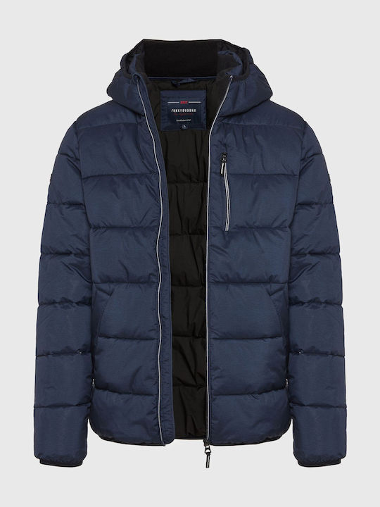 Funky Buddha Men's Puffer Jacket Navy Blue