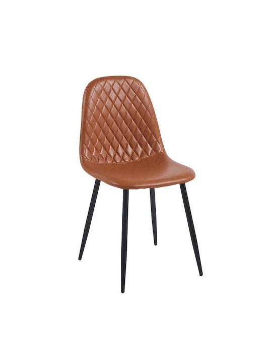 Lina Chair H84x43x40cm Metal Legs Brown Faux Leather