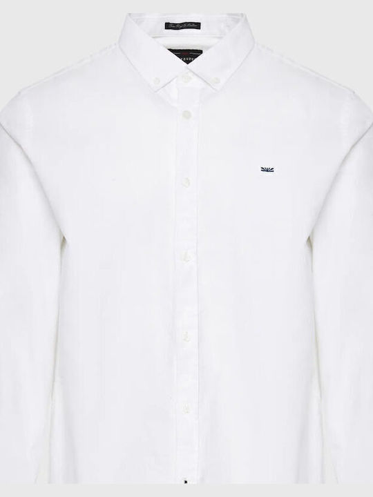 Funky Buddha Langärmlig Baumwolle Hemd White