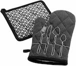 Cuisiline Dark Grey Oven Mitt and Pot Holder Set 100% Cotton