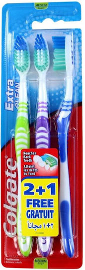 Colgate Extra Clean Четка за зъби Medium Green - Purple - Blue 3бр