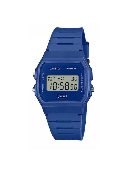 Casio Digital Watch Chronograph Battery with Blue Rubber Strap