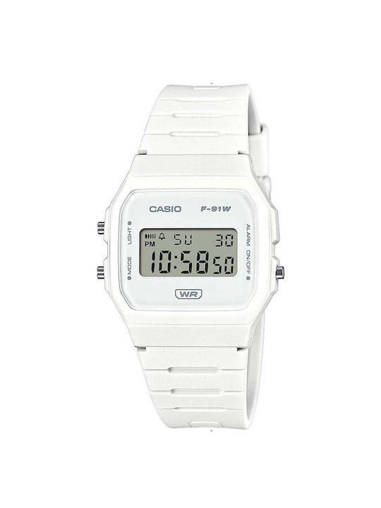 Casio Digital Uhr Chronograph Batterie mit Weiß Kautschukarmband