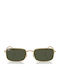 Ray Ban Unisex Sunglasses with Gold Metal Frame and Green Lens