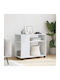 Rectangular Side Table Wooden with Wheels White M70xW35xH60cm