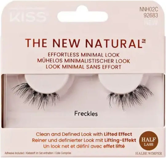 Kiss The New Natural Half Lashes Freckles Μαύρες με Κόλλα