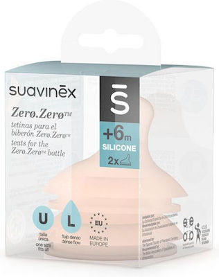 Suavinex Zero Silicone Baby Bottle Teats Fast Flow for 3+ months 2pcs