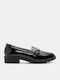 Lackleder Damen Loafers in Schwarz Farbe